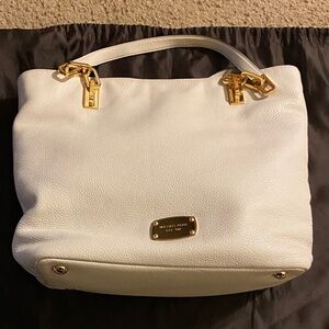 Michael Kors White Shoulder Bag with Gold Accents